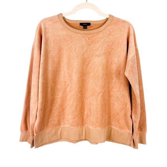 J Crew Velour Pullover Crew Neck Sweatshirt Blush Pink Size XS Soft Cozy Casual - Picture 2 of 8